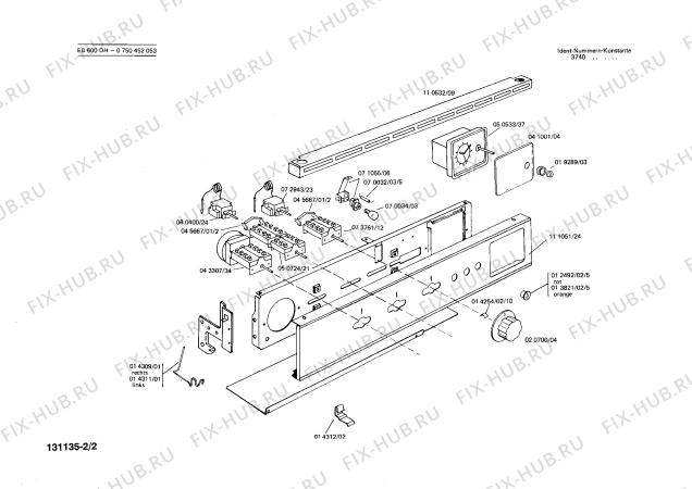 Взрыв-схема плиты (духовки) Bosch 0750452053 EB600DH - Схема узла 02