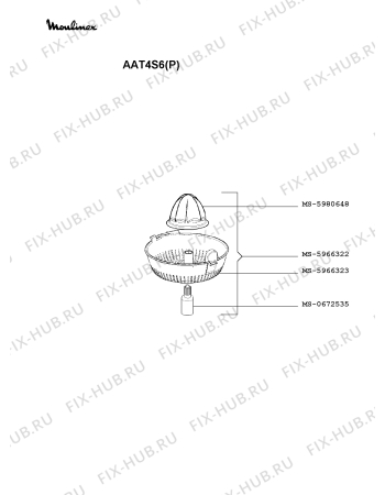 Взрыв-схема кухонного комбайна Moulinex AAT4S6(P) - Схема узла SP000481.6P2