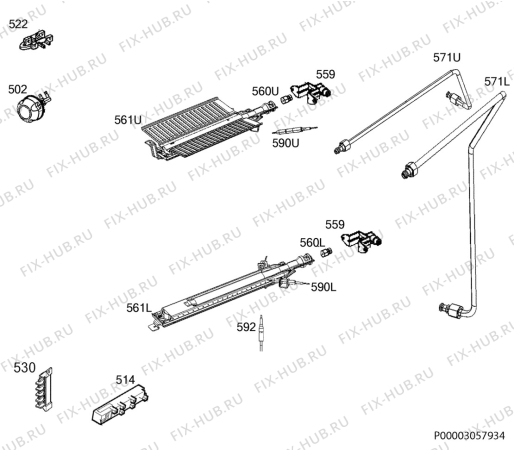 Взрыв-схема плиты (духовки) Electrolux EKG54100OX - Схема узла Functional parts