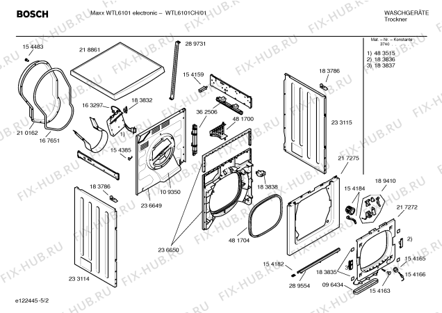 Взрыв-схема сушильной машины Bosch WTL6101CH Maxx WTL6101 electronic - Схема узла 02