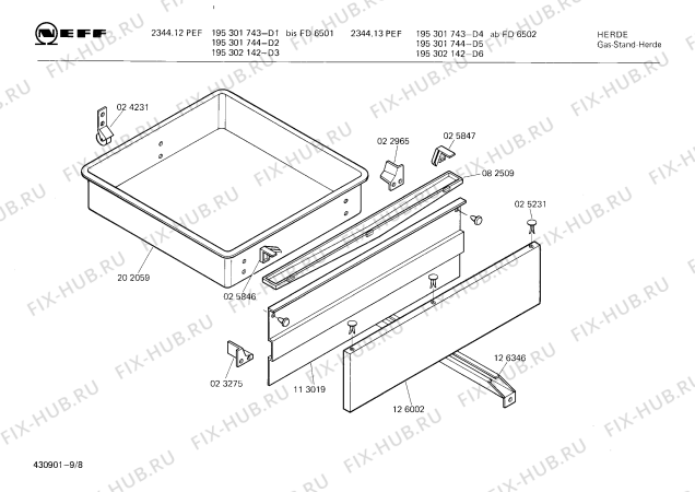 Схема №8 195301743 2344.13PEF с изображением Передняя часть корпуса для плиты (духовки) Bosch 00115171