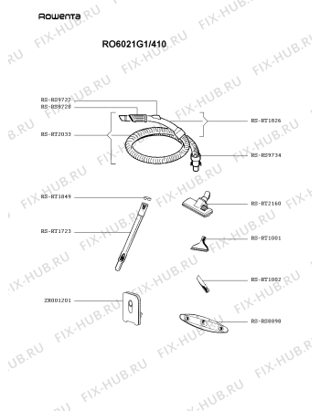 Взрыв-схема пылесоса Rowenta RO6021G1/410 - Схема узла QP002670.2P2