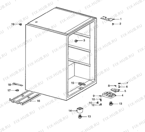 Взрыв-схема холодильника Zanussi ZVC102T - Схема узла Cabinet + armatures