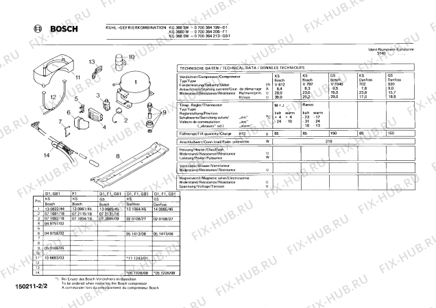Взрыв-схема холодильника Bosch 0700364199 KG368SW - Схема узла 02