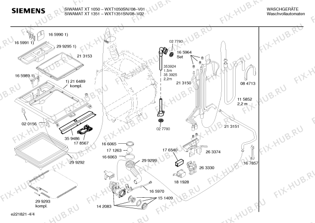 Схема №4 WXT1351SN SIWAMAT XT1351 с изображением Инструкция по эксплуатации для стиралки Siemens 00526924