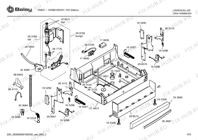 Взрыв-схема посудомоечной машины Balay 3VS851BD VS851 - Схема узла 05