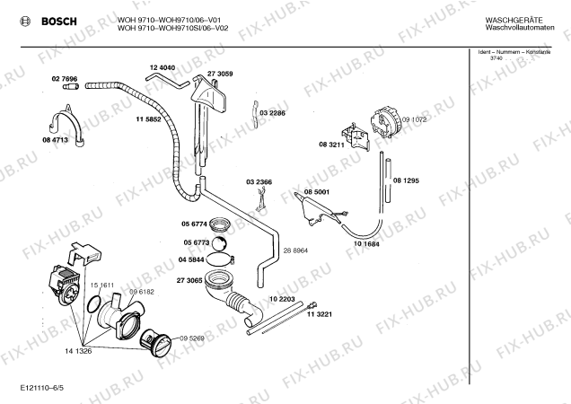 Схема №6 WOH9710 с изображением Инструкция по эксплуатации для стиральной машины Bosch 00517223