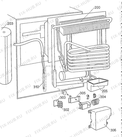 Взрыв-схема холодильника Electrolux EA0612 - Схема узла Cooling system 017