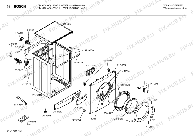 Схема №4 WFL1651II Maxx Aquavigil с изображением Инструкция по установке и эксплуатации для стиралки Bosch 00526829