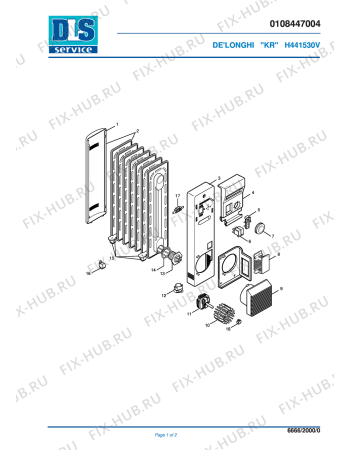 Схема №1 H541530V с изображением Терморегулятор для обогревателя (вентилятора) DELONGHI 5208000100