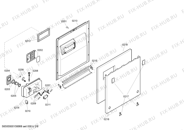 Взрыв-схема посудомоечной машины Bosch SGV53E43GB - Схема узла 02