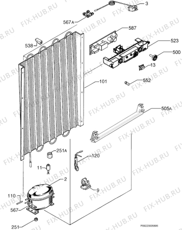Взрыв-схема холодильника Electrolux EUC25291S - Схема узла Cooling system 017