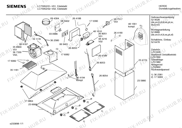 Схема №1 LC75952 с изображением Инструкция по эксплуатации для вытяжки Siemens 00589932