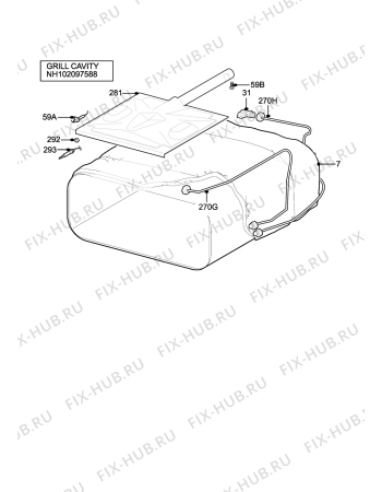 Взрыв-схема плиты (духовки) Zanussi Electrolux ZKG5530WFN - Схема узла H10 Grill cavity assy