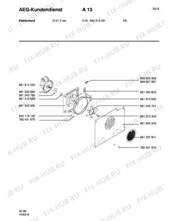 Взрыв-схема плиты (духовки) Aeg 5101V-W - Схема узла Section5