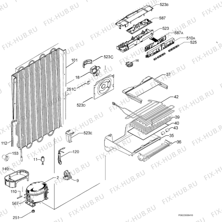 Взрыв-схема холодильника Aeg Electrolux A75240GA - Схема узла Cooling system 017
