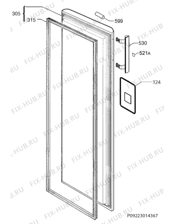 Взрыв-схема холодильника Electrolux EUF2744AOW - Схема узла Door 003