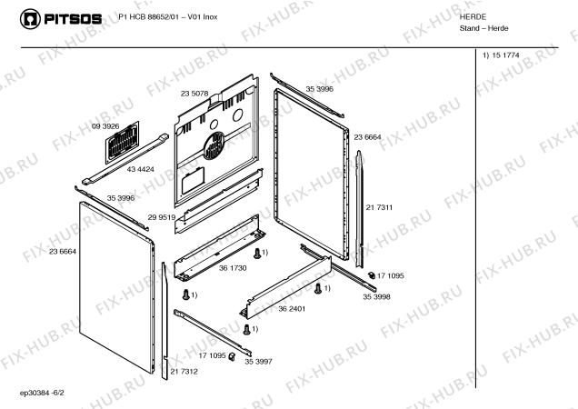 Схема №4 P1HCB88650 с изображением Панель управления для плиты (духовки) Bosch 00432005