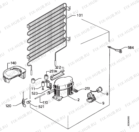 Взрыв-схема холодильника Privileg 026389 7 - Схема узла Cooling system 017