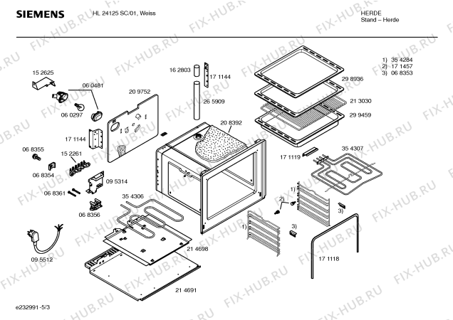 Схема №4 HL24125SC с изображением Стеклокерамика для электропечи Siemens 00235149
