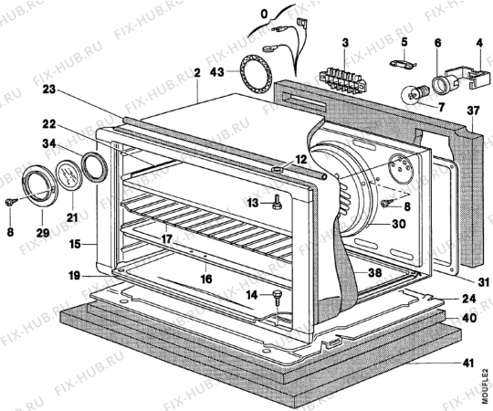 Взрыв-схема плиты (духовки) Arthur Martin CM6370-1 - Схема узла Oven body