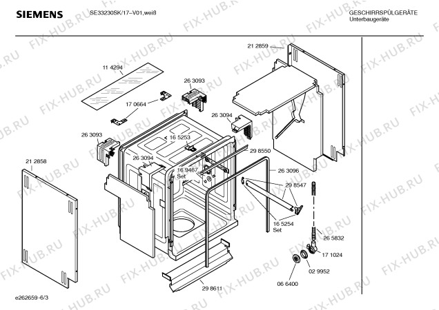 Взрыв-схема посудомоечной машины Siemens SE33230SK - Схема узла 03