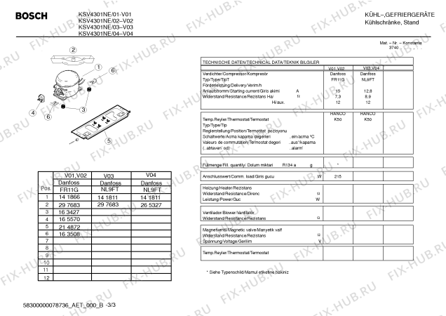 Взрыв-схема холодильника Bosch KSV4301NE - Схема узла 03