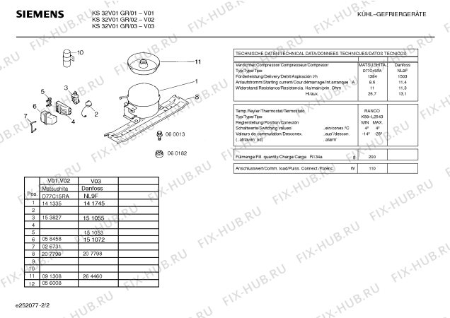 Взрыв-схема холодильника Siemens KS32V01GR - Схема узла 02