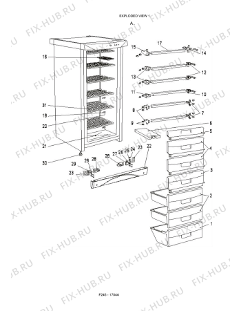 Схема №3 F245 - 1704A с изображением Дверка для холодильной камеры Whirlpool 482000017052