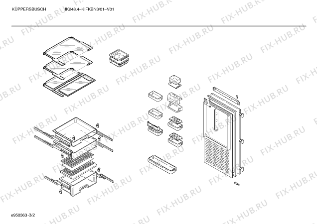 Взрыв-схема холодильника Kueppersbusch KIFKBN3 IKF248.4 - Схема узла 02