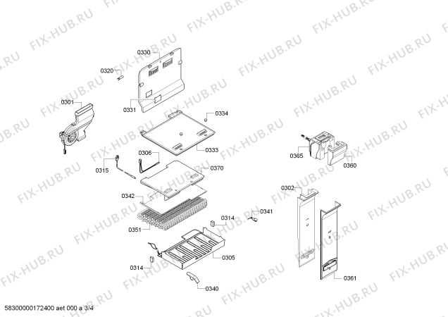 Схема №3 KD40NV00 с изображением Испаритель для холодильника Bosch 00661039
