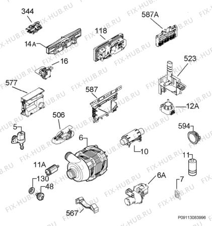 Взрыв-схема посудомоечной машины Electrolux ESF67075XR - Схема узла Electrical equipment 268