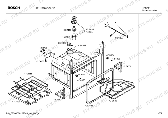 Взрыв-схема плиты (духовки) Bosch HBN110220R - Схема узла 03