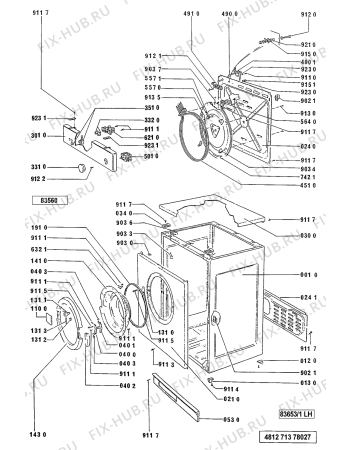 Схема №4 AWG 221/AL с изображением Дверь (люк) Whirlpool 481948058091