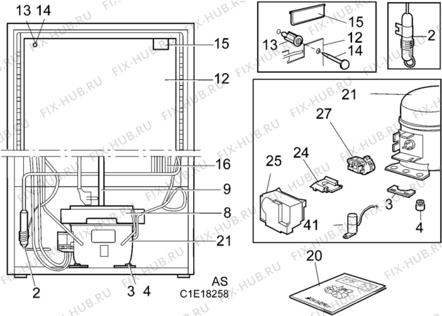 Взрыв-схема холодильника Aeg S1855-6KS+ - Схема узла C10 Cold, users manual