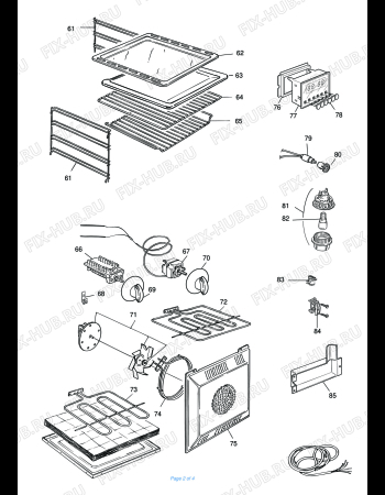 Взрыв-схема плиты (духовки) DELONGHI 8C4MF7W Cucina - Схема узла 2