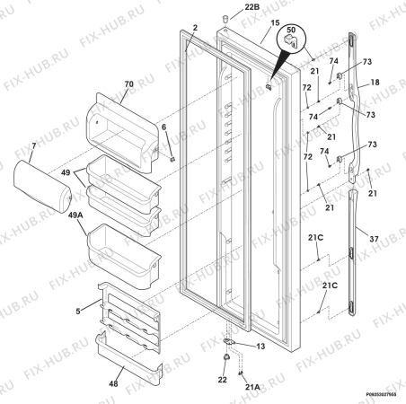 Взрыв-схема холодильника Electrolux ERL6296W2 - Схема узла Refrigerator door