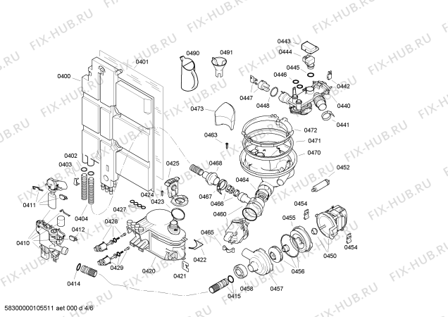 Взрыв-схема посудомоечной машины Bosch SRS45T22EU - Схема узла 04