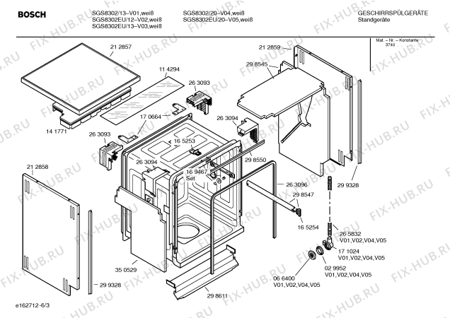 Схема №6 SGS8302 Exklusiv с изображением Инструкция по эксплуатации для электропосудомоечной машины Bosch 00524381