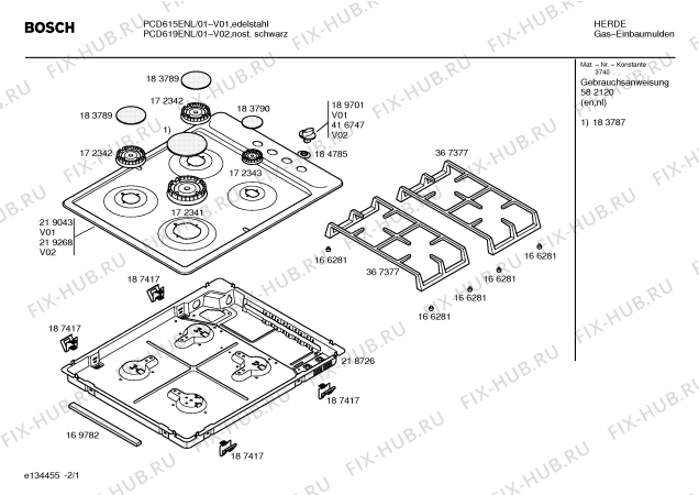 Схема №2 PCH615ENL Bosch с изображением Инструкция по эксплуатации для духового шкафа Bosch 00582120