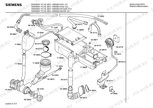 Взрыв-схема стиральной машины Siemens WM38310FG SIWAMAT PLUS 3831 - Схема узла 04