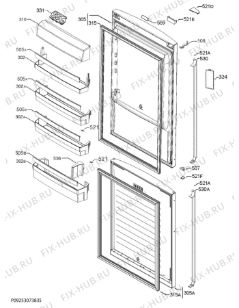 Взрыв-схема холодильника Aeg S83920CMW2 - Схема узла Door 003