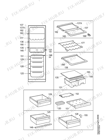 Взрыв-схема холодильника Aeg ARC3043-4KG - Схема узла Internal parts refrigerator