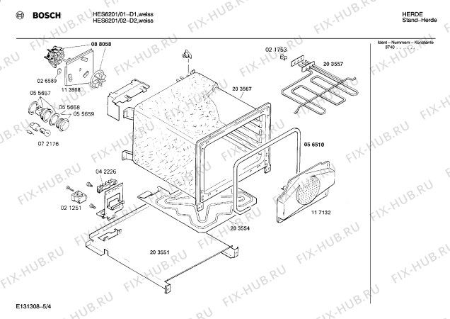 Схема №4 HES5201 с изображением Инструкция по эксплуатации для духового шкафа Bosch 00514808