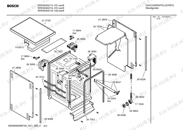 Взрыв-схема посудомоечной машины Bosch SRS56A02 - Схема узла 03