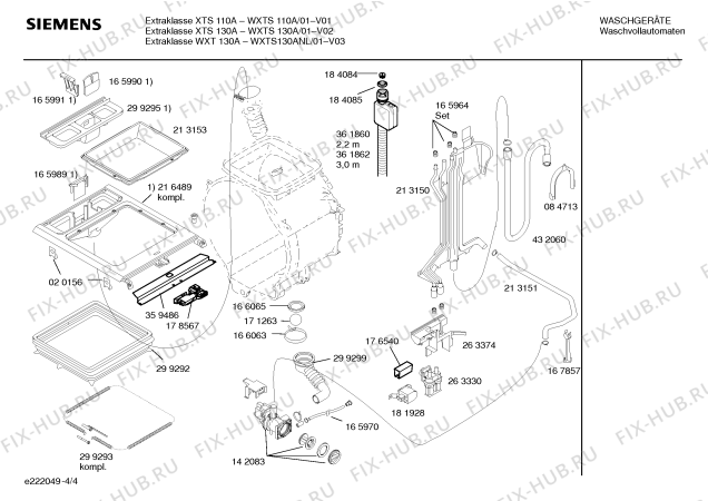Схема №4 WXTS130ANL Extraklasse XTS130A AquaStop с изображением Инструкция по установке и эксплуатации для стиралки Siemens 00585293