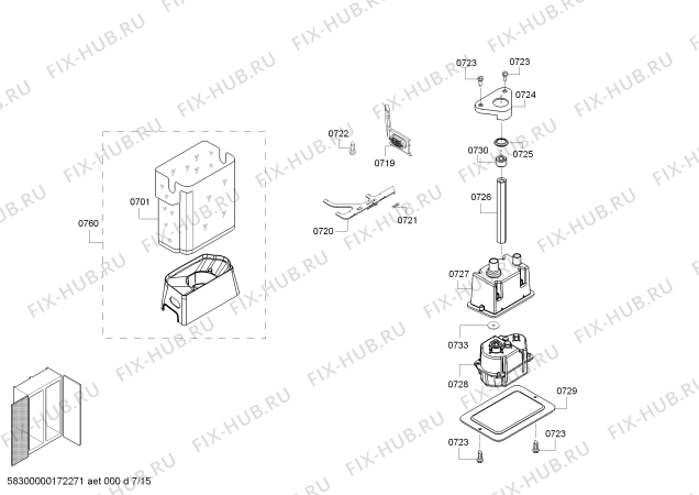 Схема №14 T48BD820NS с изображением Скоба для посудомойки Bosch 00746975