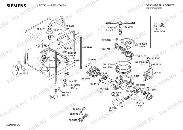 Взрыв-схема посудомоечной машины Siemens SN752054 - Схема узла 02