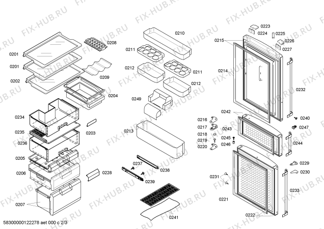 Схема №3 KGF22826TI с изображением Дверь для холодильной камеры Bosch 00245235