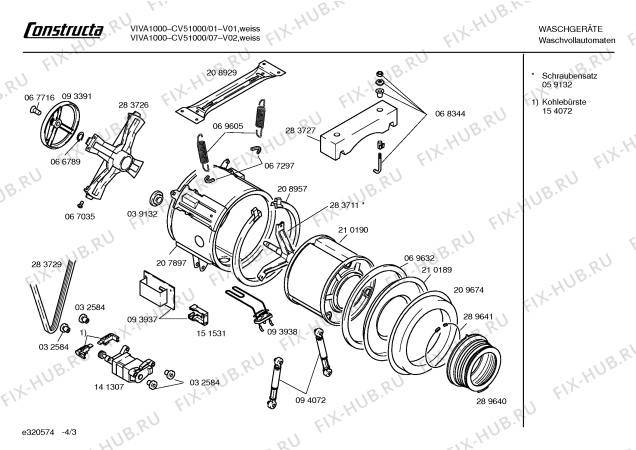 Взрыв-схема стиральной машины Constructa CV51000 Constructa VIVA 1000 - Схема узла 03